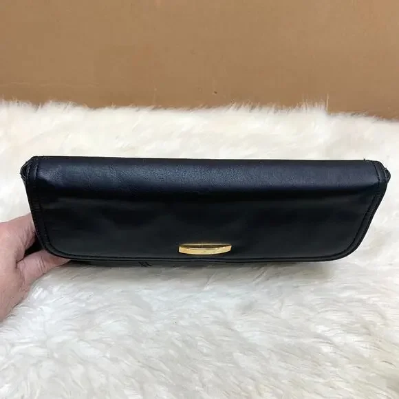 CABIN CREEK Soft Black Leather Vintage Flap Clutch Purse - Picture 2 of 15